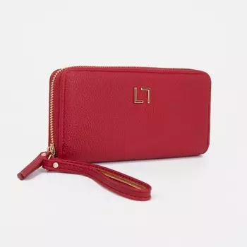 Кошелёк на молнии, цвет красный