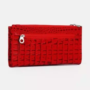 Кошелёк на молнии, цвет красный
