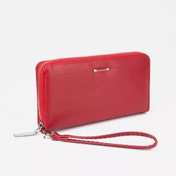 Кошелёк на молнии, цвет красный