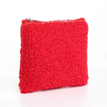 Кошелёк-монетница на молнии 1118 см, плюшевый, красный