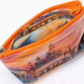 Кошелёк на молнии, цвет оранжевый