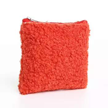 Кошелёк-монетница на молнии 1118 см, плюшевый, оранжевый
