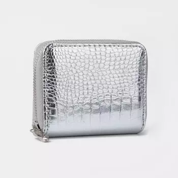 Кошелёк женский на молнии, цвет серебряный