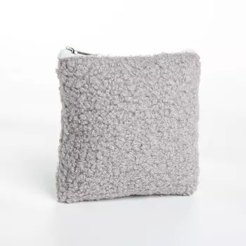 Кошелёк-монетница на молнии 1118 см, плюшевый, серый