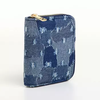 Кошелёк женский на молнии 8.5211 см, джинсовый, синий