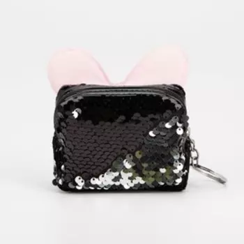 Кошелёк на молнии, кольцо, цвет чёрный