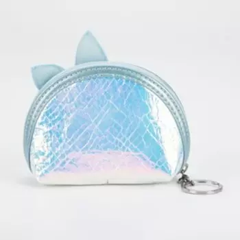 Кошелёк на молнии, кольцо, цвет голубой