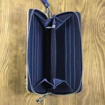 Кошелёк на молнии комбинированный "Сказочная акварель" синий, белая вставка