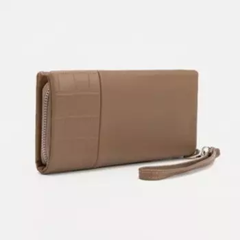 Кошелёк на молнии, с ручкой, цвет коричневый