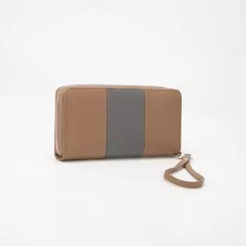 Кошелёк на молнии, с ручкой, цвет бежевый