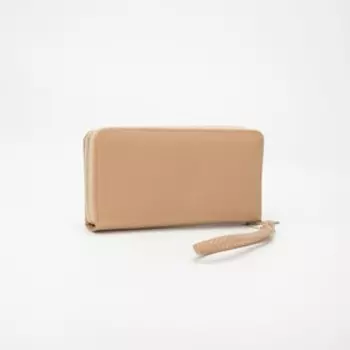 Кошелёк на молнии, с ручкой, цвет бежевый