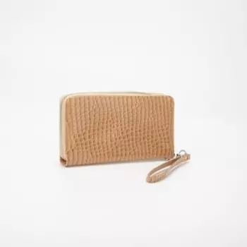 Кошелёк на молнии, с ручкой, цвет бежевый