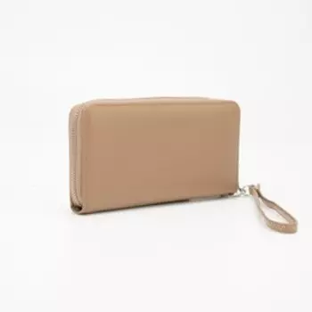 Кошелёк на молнии, с ручкой, цвет бежевый