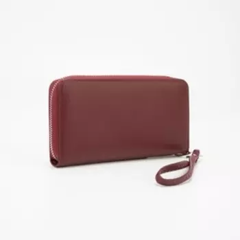 Кошелёк на молнии, с ручкой, цвет бордовый
