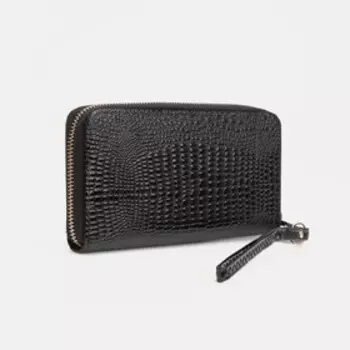 Кошелёк на молнии, с ручкой, цвет черный