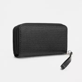 Кошелёк на молнии, с ручкой, цвет черный