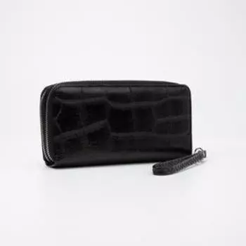 Кошелёк на молниях, с ручкой, цвет чёрный