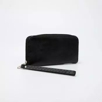 Кошелёк на молнии, с ручкой, цвет чёрный