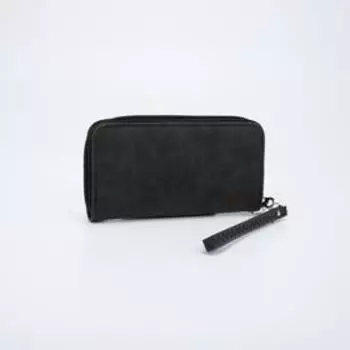 Кошелёк на молнии, с ручкой, цвет чёрный