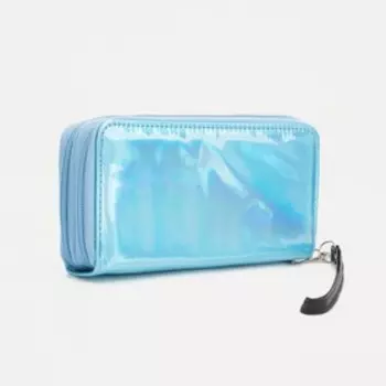 Кошелёк на молнии, с ручкой, цвет голубой