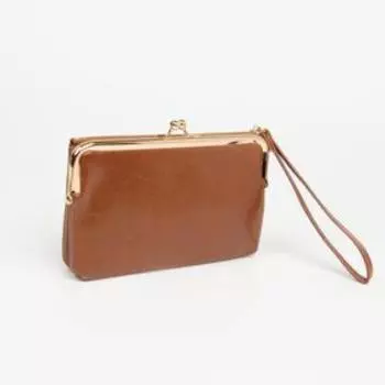 Кошелёк на молнии, с ручкой, цвет коричневый