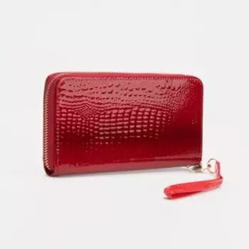Кошелёк на молнии, с ручкой, цвет красный