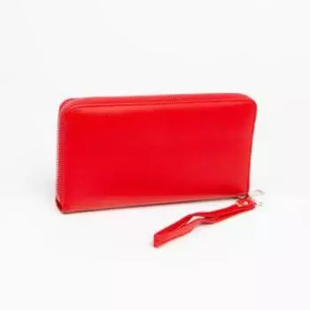 Кошелёк на молнии, с ручкой, цвет красный