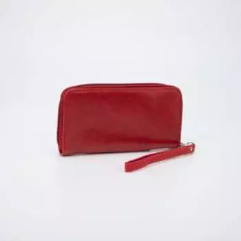Кошелёк на молнии, с ручкой, цвет красный