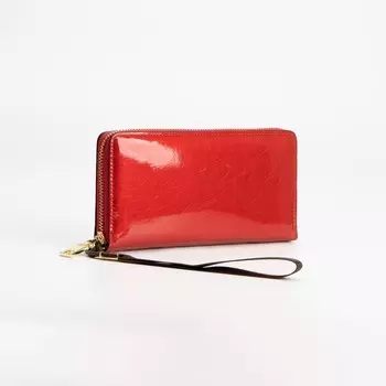 Кошелёк на молнии, с ручкой, цвет красный