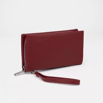 Кошелёк на молнии, с ручкой, цвет красный
