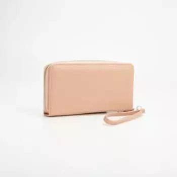 Кошелёк на молнии, с ручкой, цвет розовый