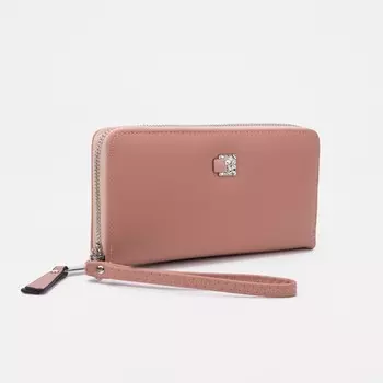Кошелёк на молнии, с ручкой, цвет розовый