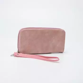 Кошелёк на молнии, с ручкой, цвет розовый