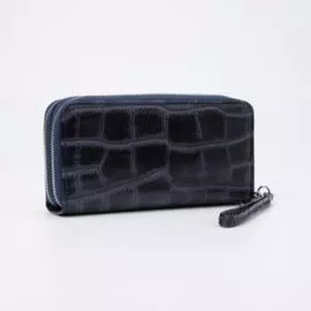 Кошелёк женский на молниях, с ручкой, цвет синий