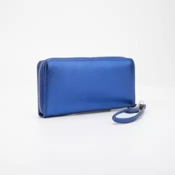 Кошелёк на молнии, с ручкой, цвет синий