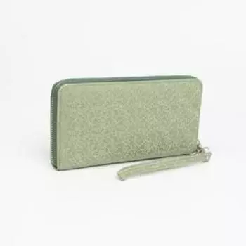 Кошелёк на молнии, с ручкой, цвет зелёный