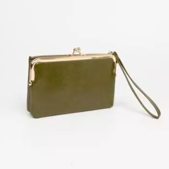 Кошелёк на молнии, с ручкой, цвет зелёный