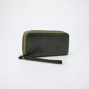 Кошелёк на молнии, с ручкой, цвет зелёный