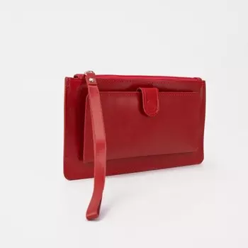 Кошелёк женский на молнии с ремешком TEXTURA, цвет красный