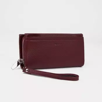 Кошелёк на молниях, с ручкой, цвет бордовый