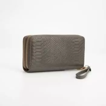 Кошелёк на молниях, с ручкой, цвет серый