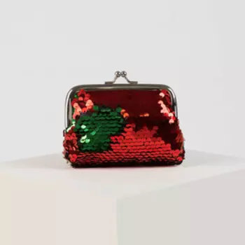 Кошелёк, отдел на фермуаре, цвет красный/зелёный