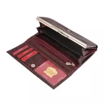 Кошелёк женский, н/к, цвет бордо крокодил