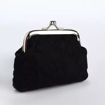 Кошелёк-монетница на фермуаре, 91.58 см, в клетку, чёрный