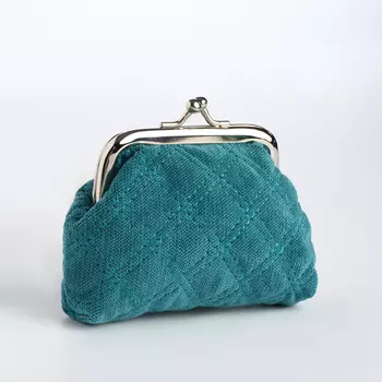 Кошелёк монетница женская на фермуаре, цвет голубой