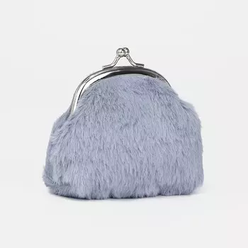 Кошелёк-монетница на фермуаре, 1029 см, плюшевый, серый