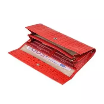 Кошелёк женский на кнопке, 2 отдела для купюр, для монет, для кредитных карт, цвет красный