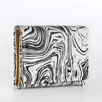 Кошелёк женский на кнопке, 101.58 см, с принтом, белый/чёрный