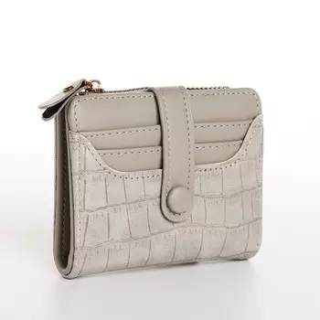 Кошелёк женский на кнопке, цвет бежево-серый