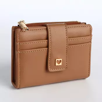 Кошелёк женский на кнопке, 12.529 см, однотонный, бежевый